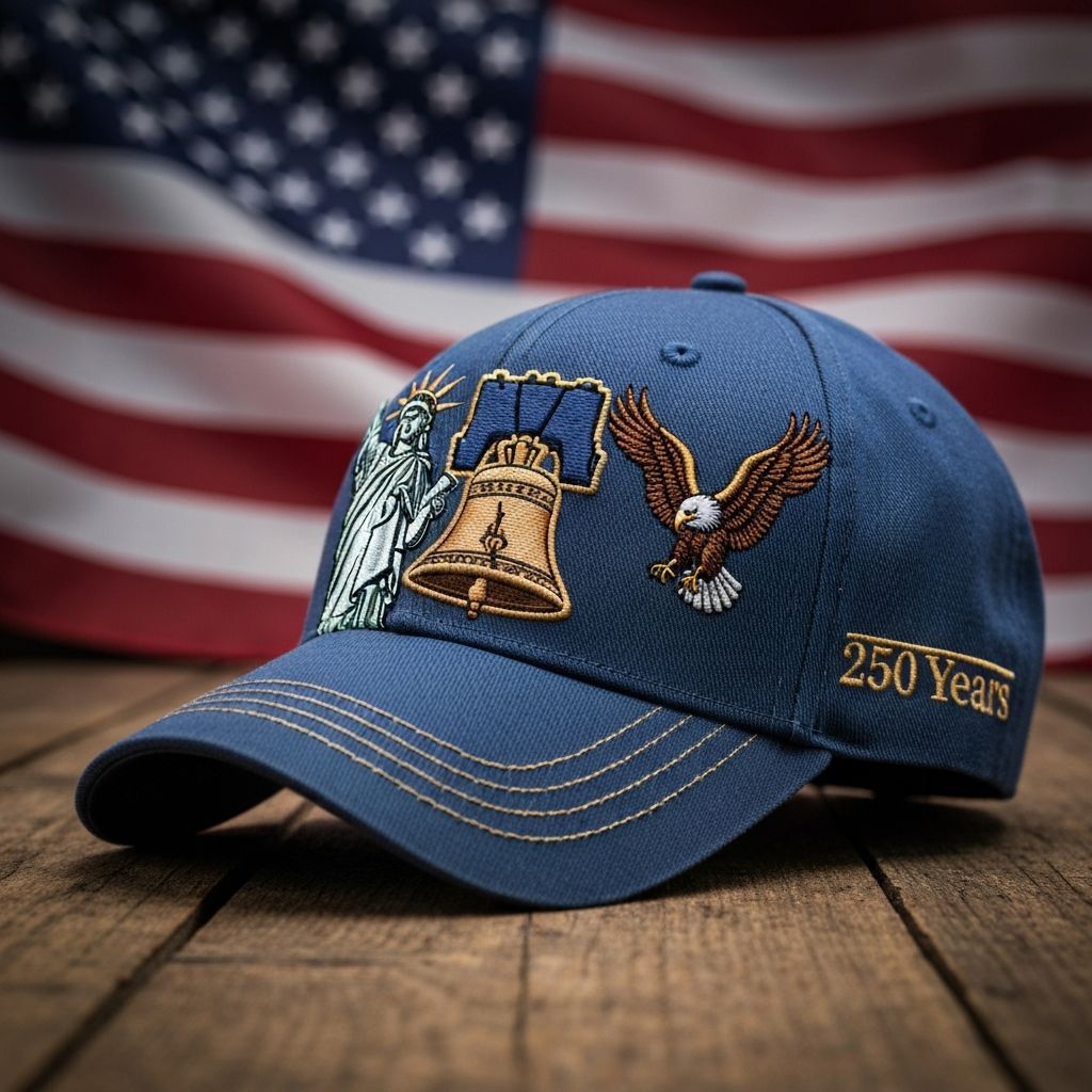 Zekear Patriot Cap - America's 250th Anniversary Commemorative Hat with Eagle, Liberty Bell, and Statue of Liberty embroidery